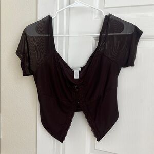 Black Sheer Short Sleeve Top